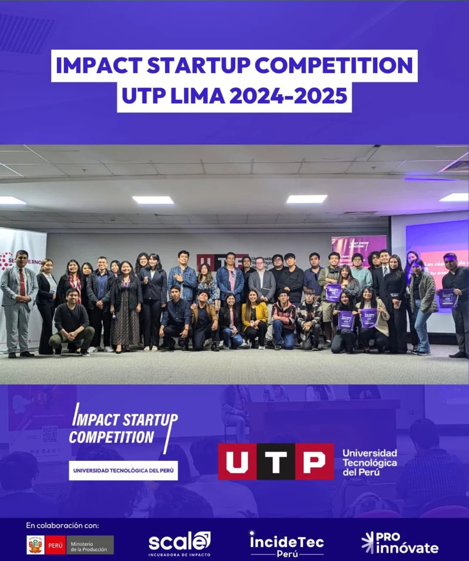 Imagen de Impact Startup Competition UTP Lima 2024–2025 con participantes y entidades colaboradoras